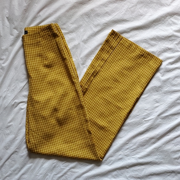 PLT Yellow Check Wide Leg Pants - Picture 7 of 8